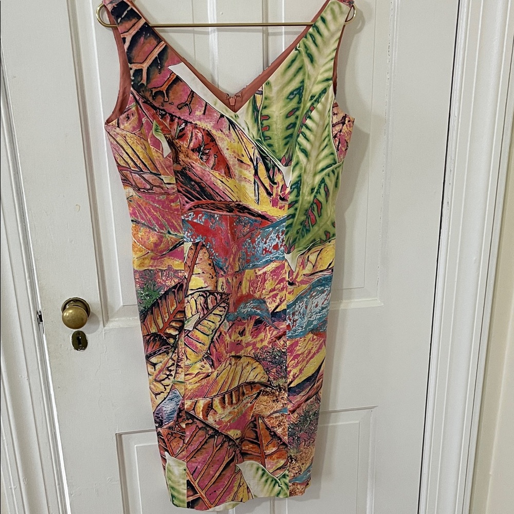 Yansi Fugel Multicolor Leaf Pattern Midi Dress - Picture 3 of 6